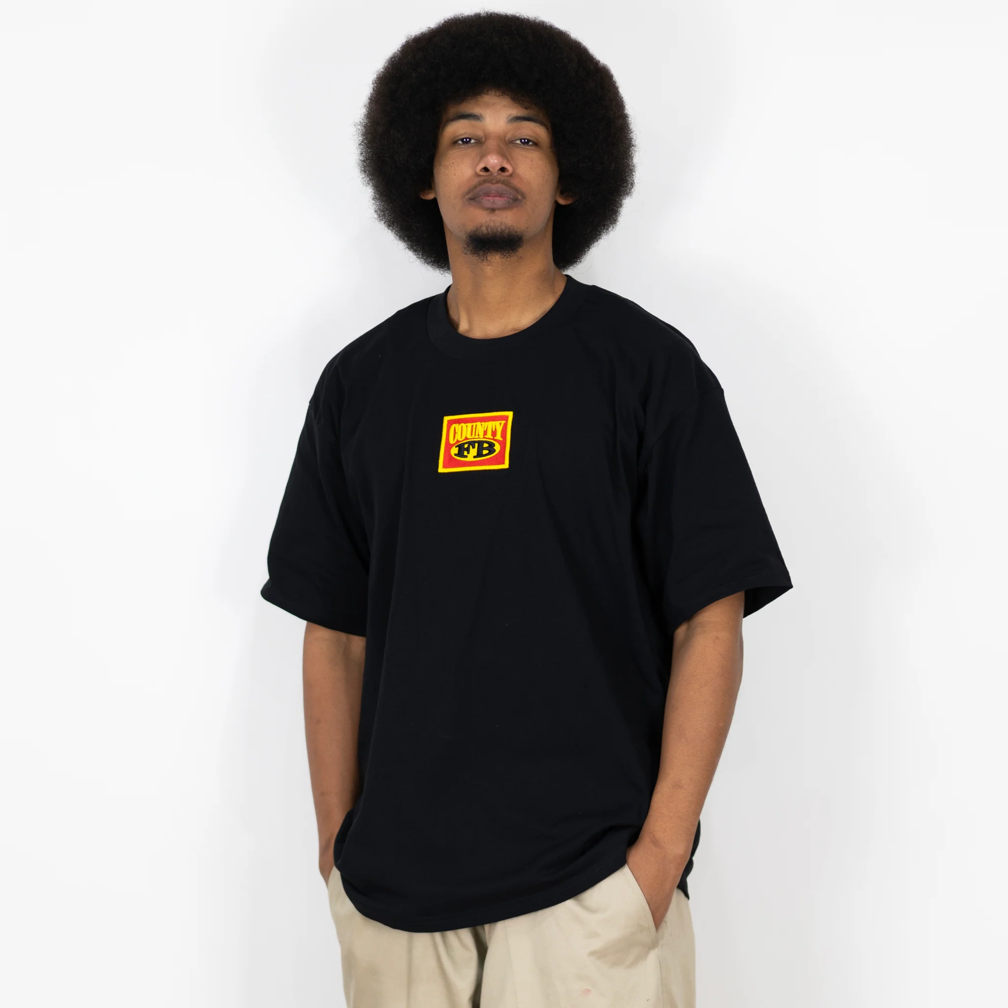 FB County Embroidered Box Logo Heavy Hard T-Shirt - Image 3
