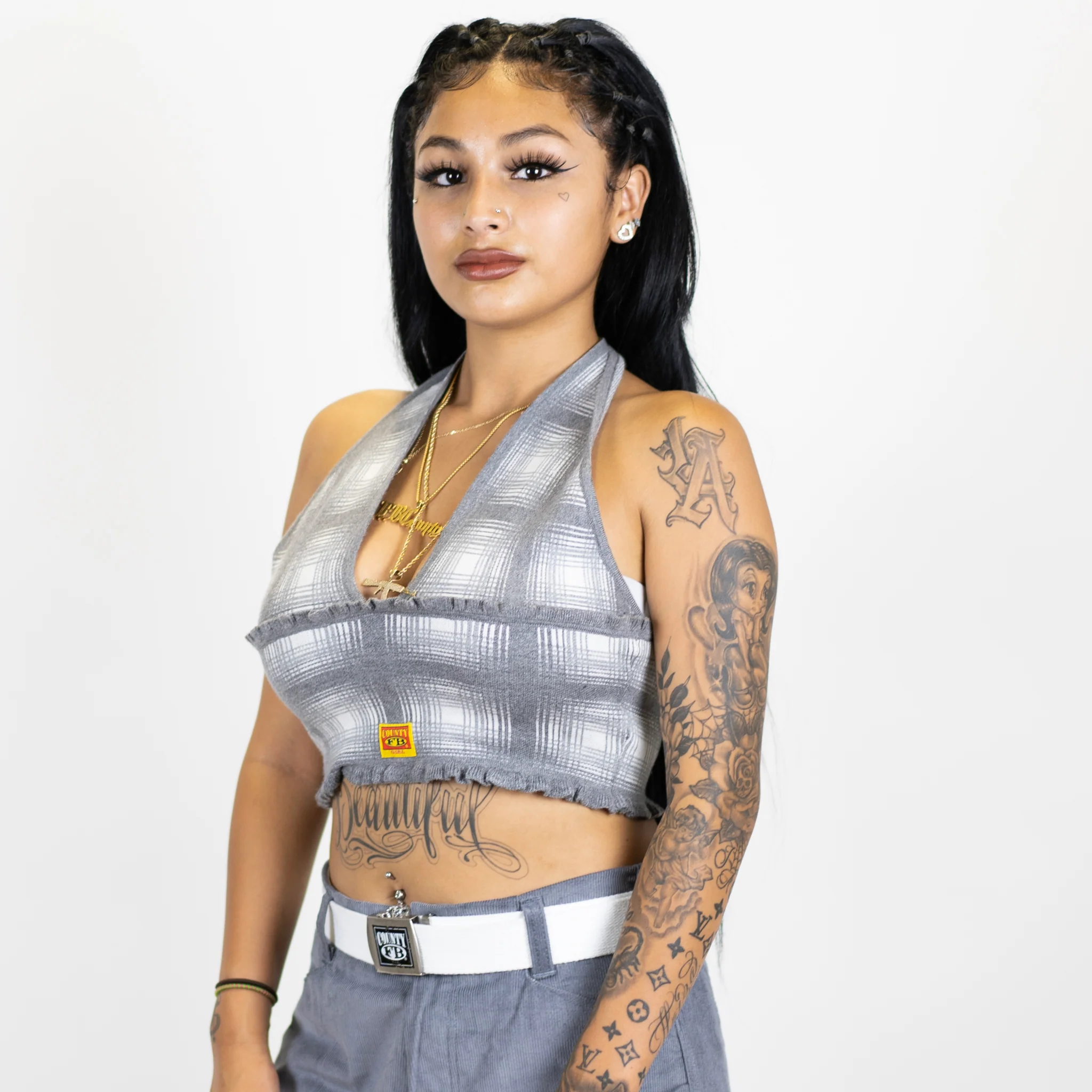 FB County Flannel Backless Halter Top - Image 4