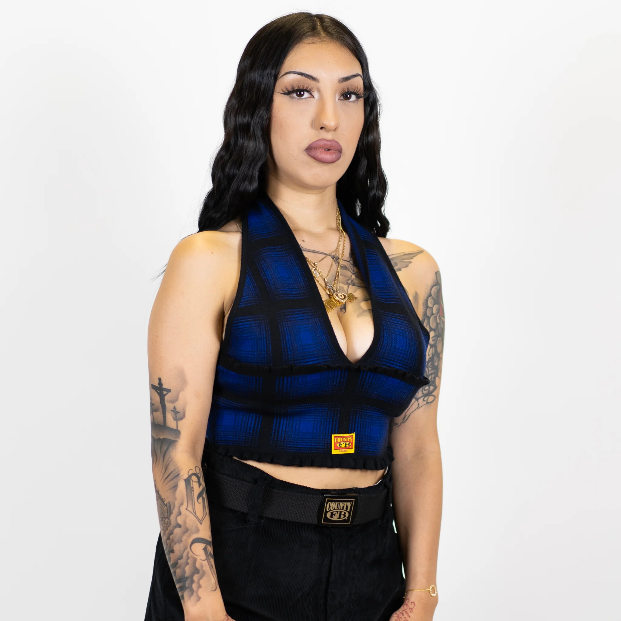FB County Flannel Backless Halter Top - Image 6