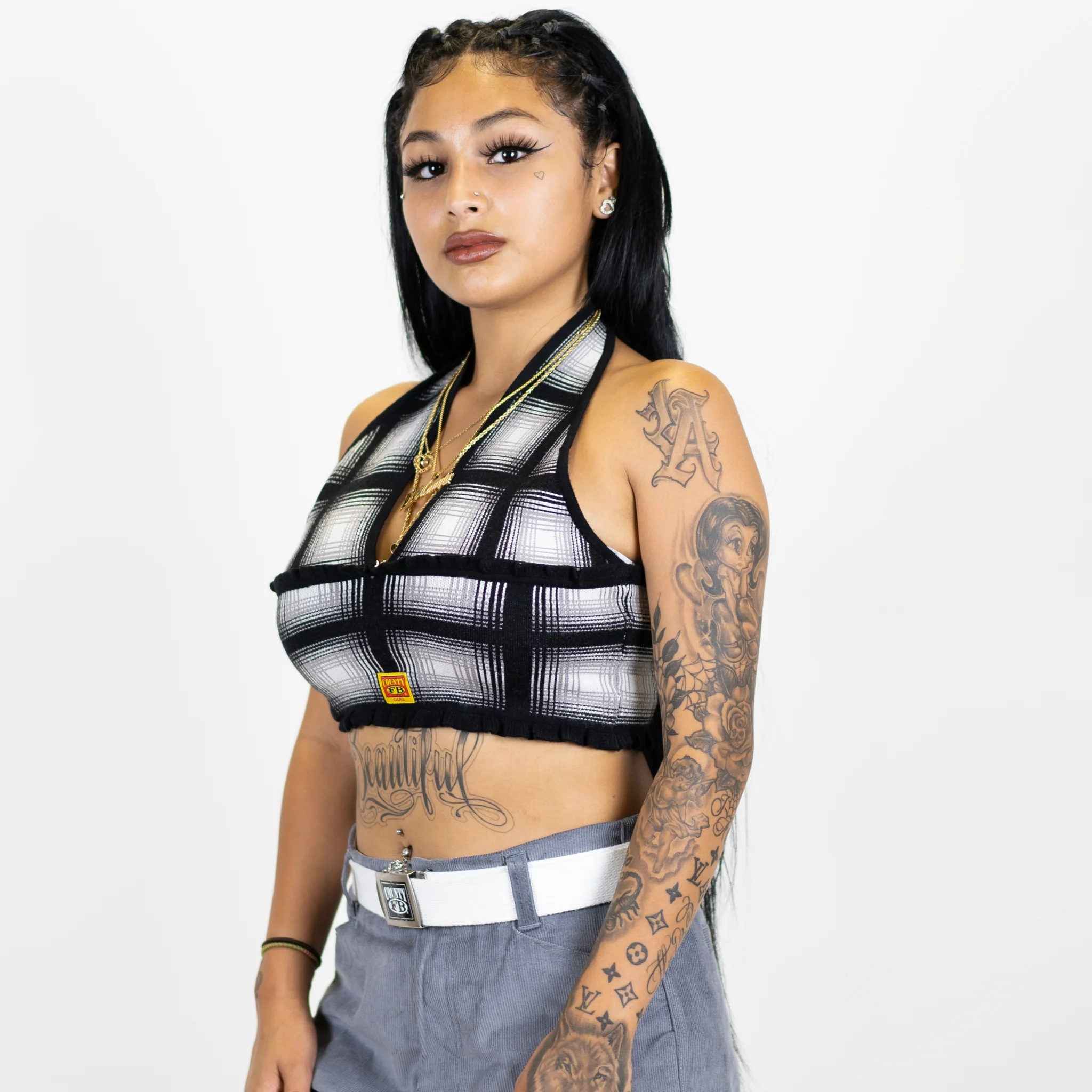 FB County Flannel Backless Halter Top - Image 7