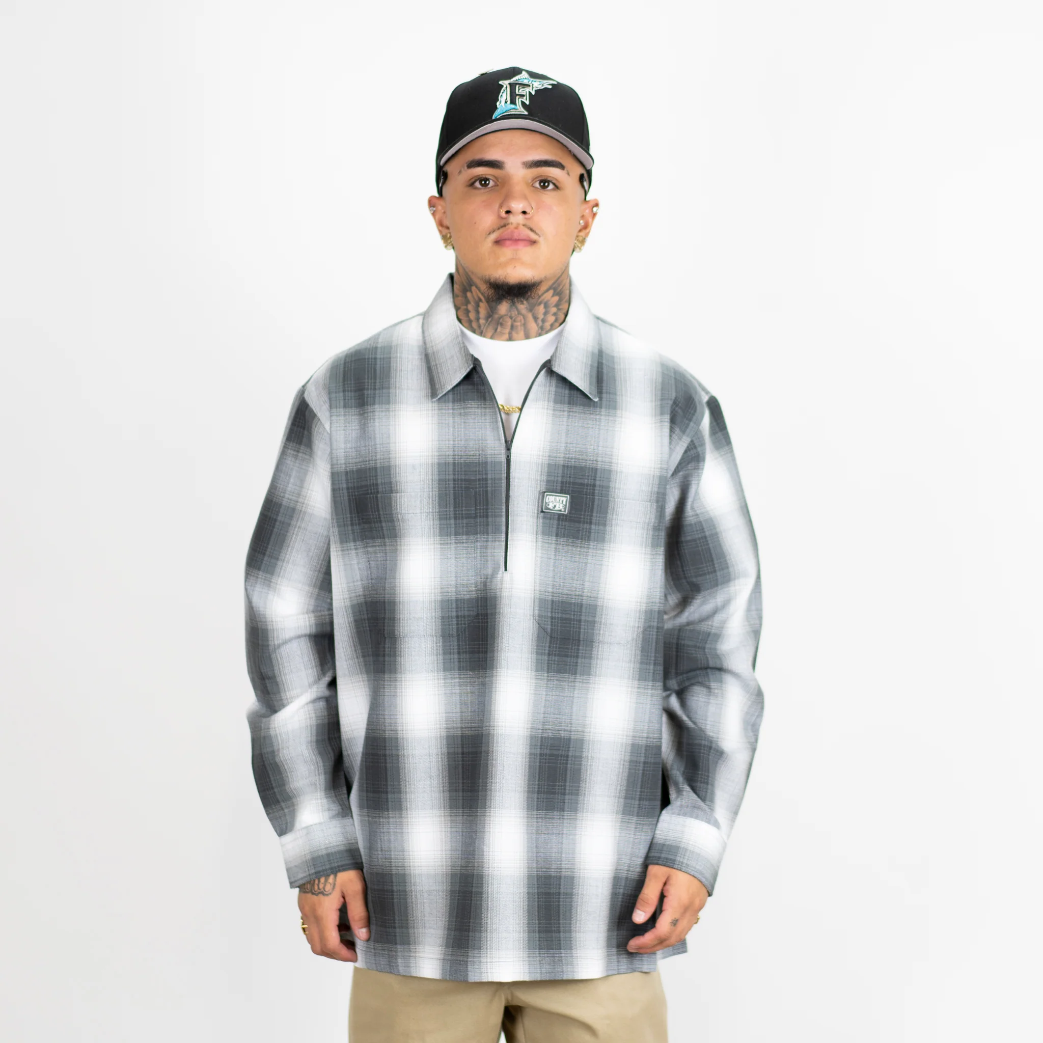 FB County Long Sleeve Checker Zip Shirt - Image 11