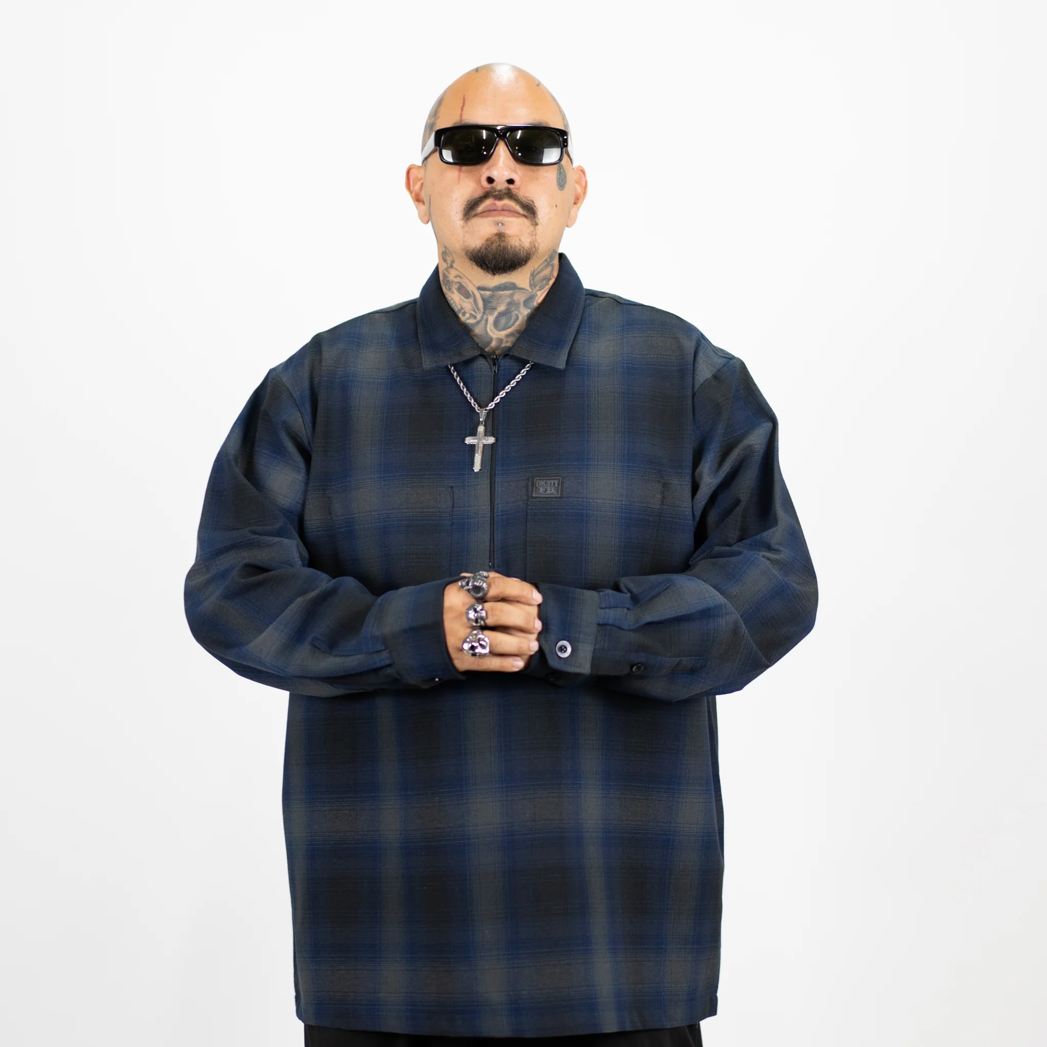 FB County Long Sleeve Checker Zip Shirt - Image 12