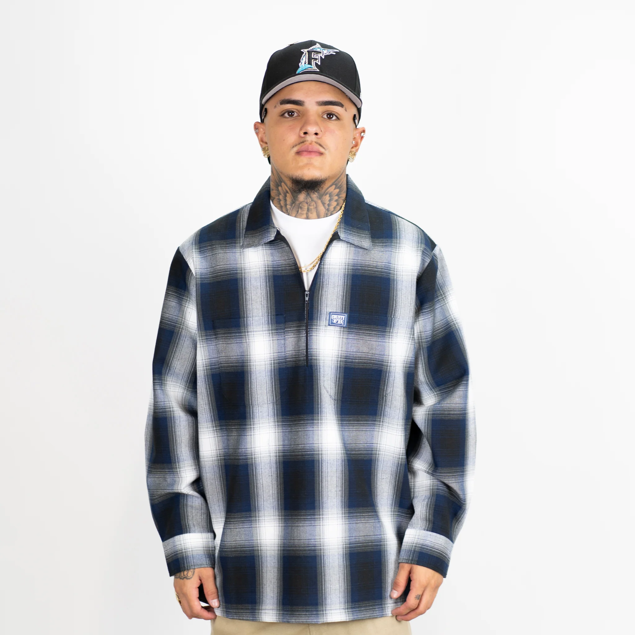 FB County Long Sleeve Checker Zip Shirt - Image 13