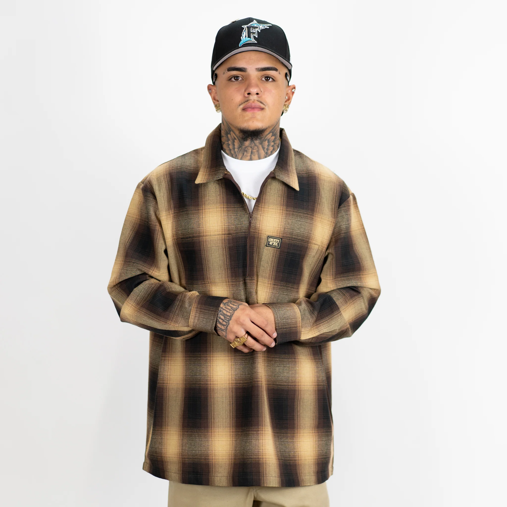 FB County Long Sleeve Checker Zip Shirt - Image 5
