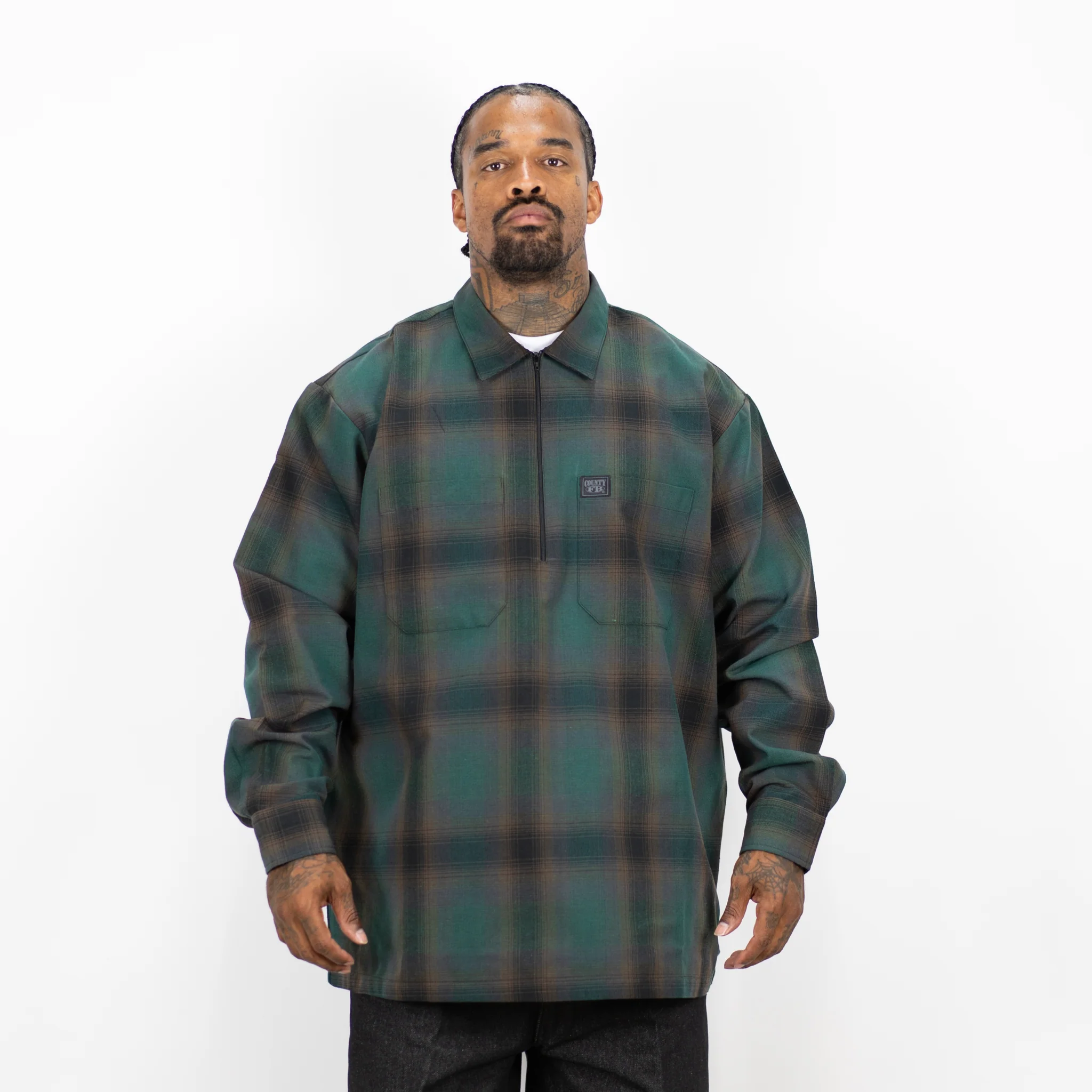 FB County Long Sleeve Checker Zip Shirt - Image 6