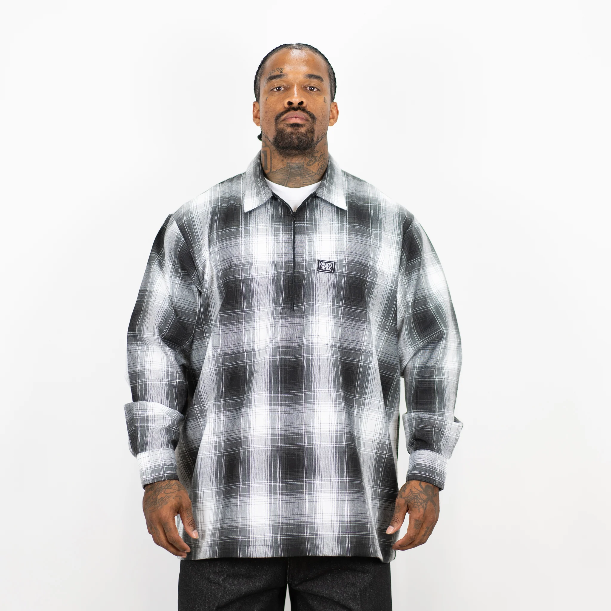 FB County Long Sleeve Checker Zip Shirt - Image 7