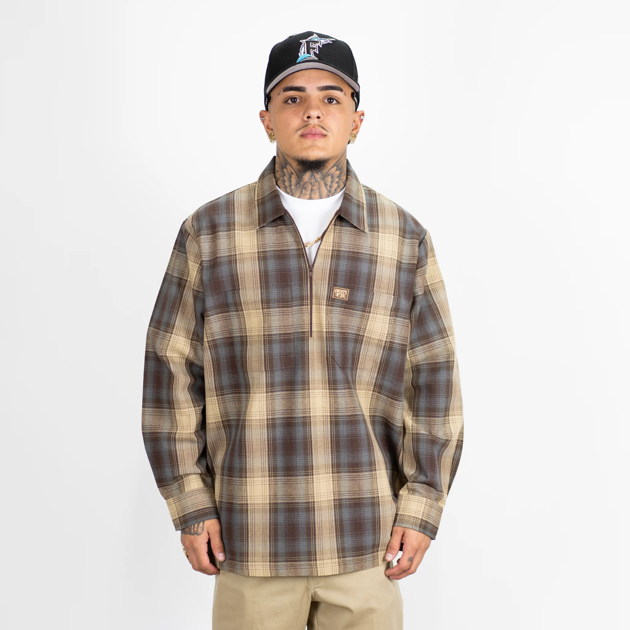 FB County Long Sleeve Checker Zip Shirt - Image 9