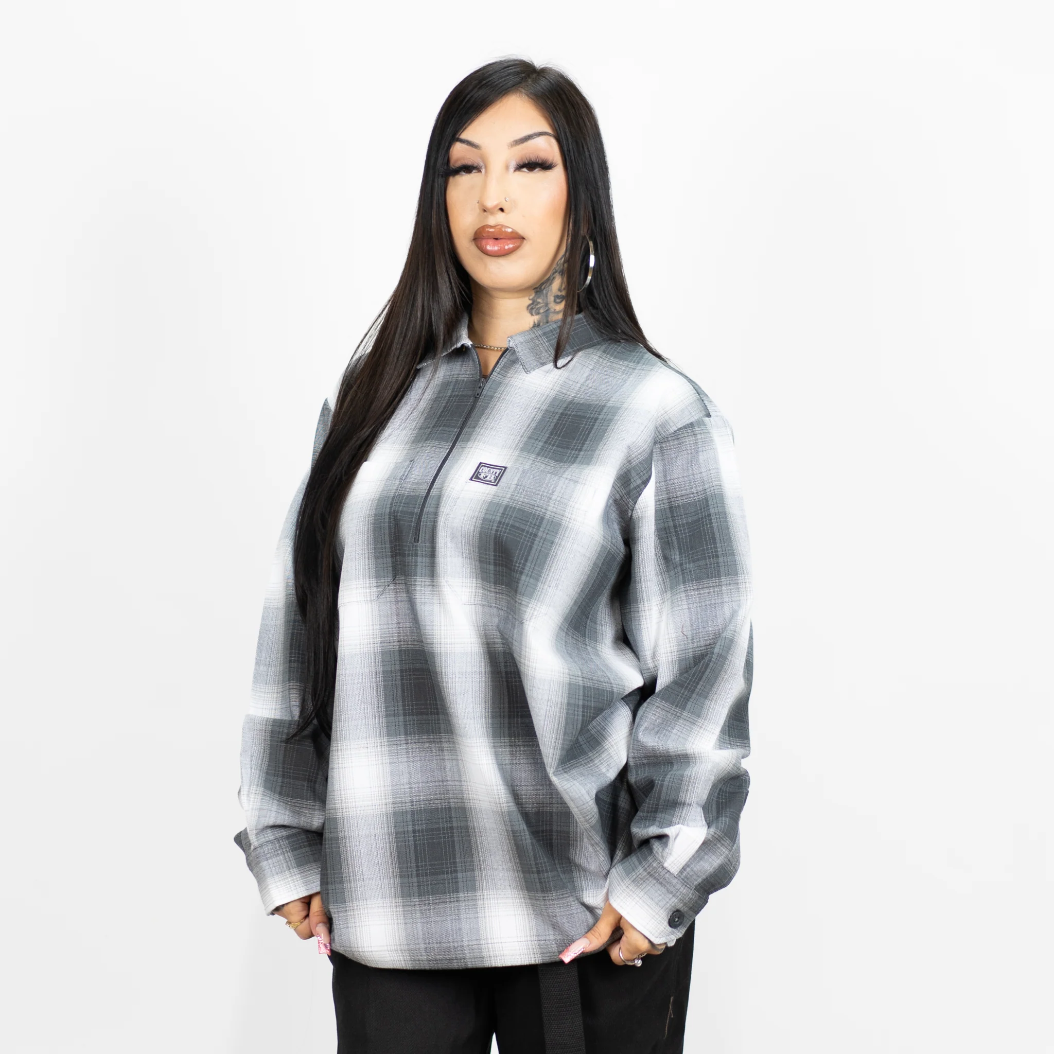FB County Long Sleeve Checker Zip Shirt - Image 11