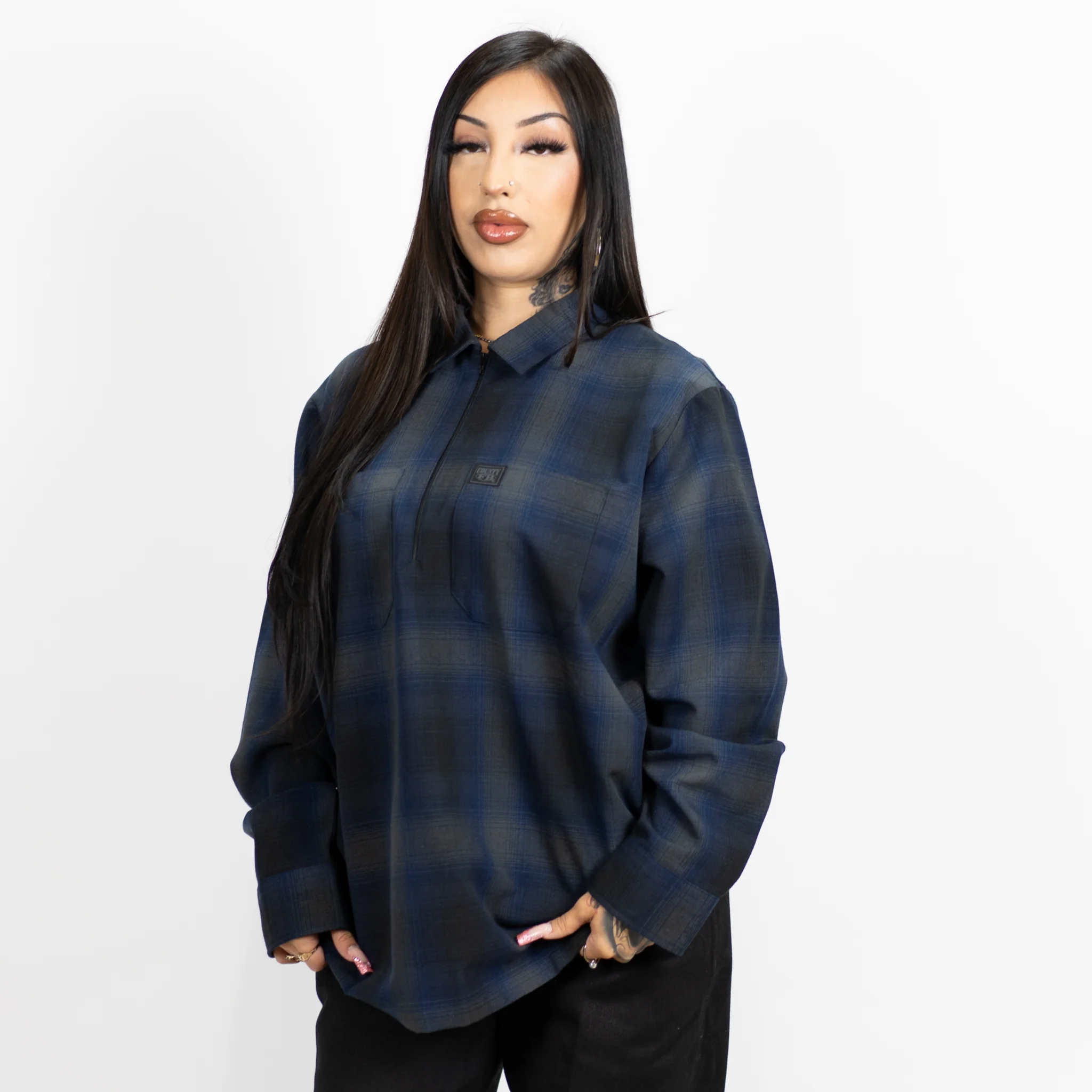 FB County Long Sleeve Checker Zip Shirt - Image 12