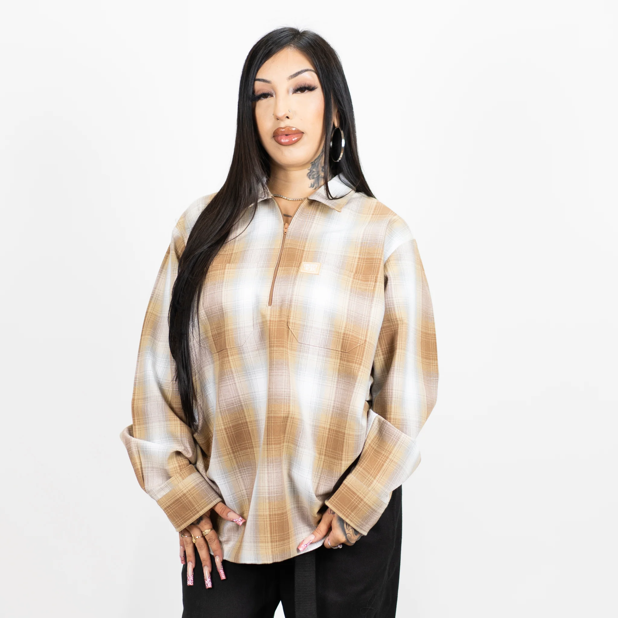 FB County Long Sleeve Checker Zip Shirt - Image 14