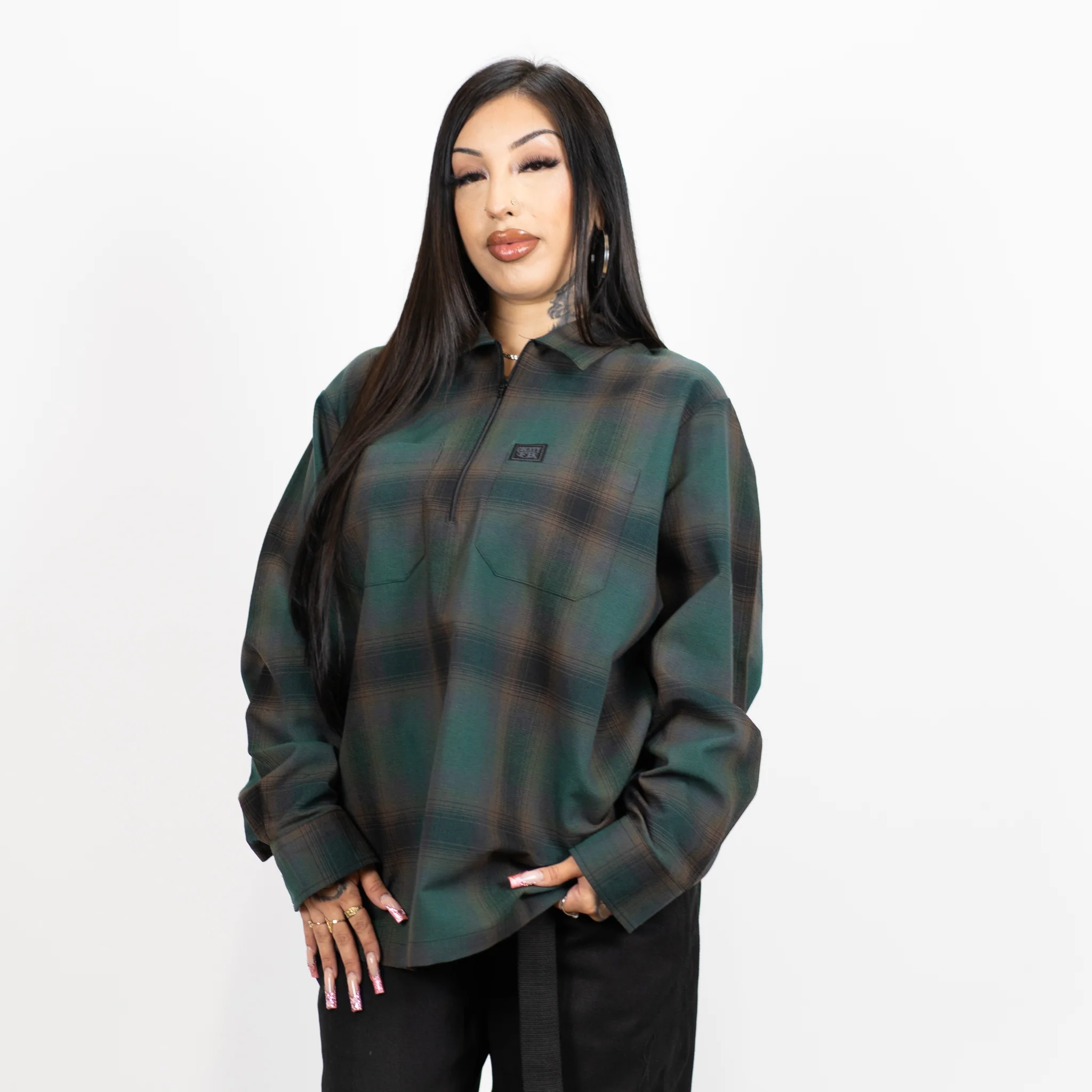 FB County Long Sleeve Checker Zip Shirt - Image 4