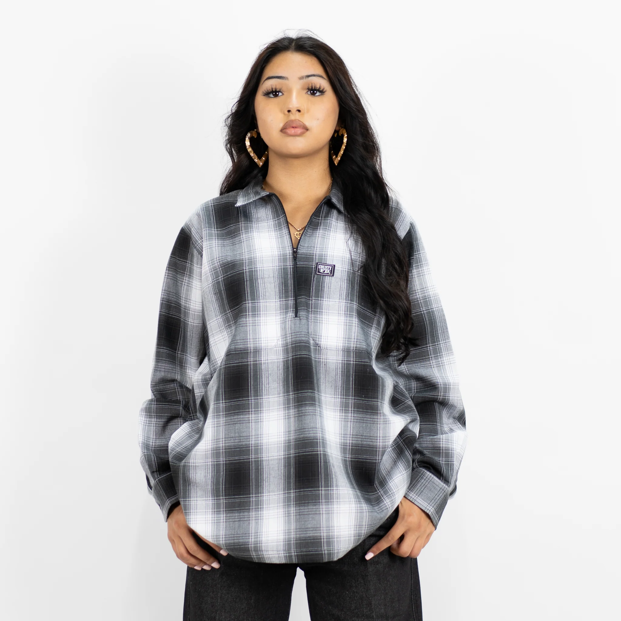 FB County Long Sleeve Checker Zip Shirt - Image 7