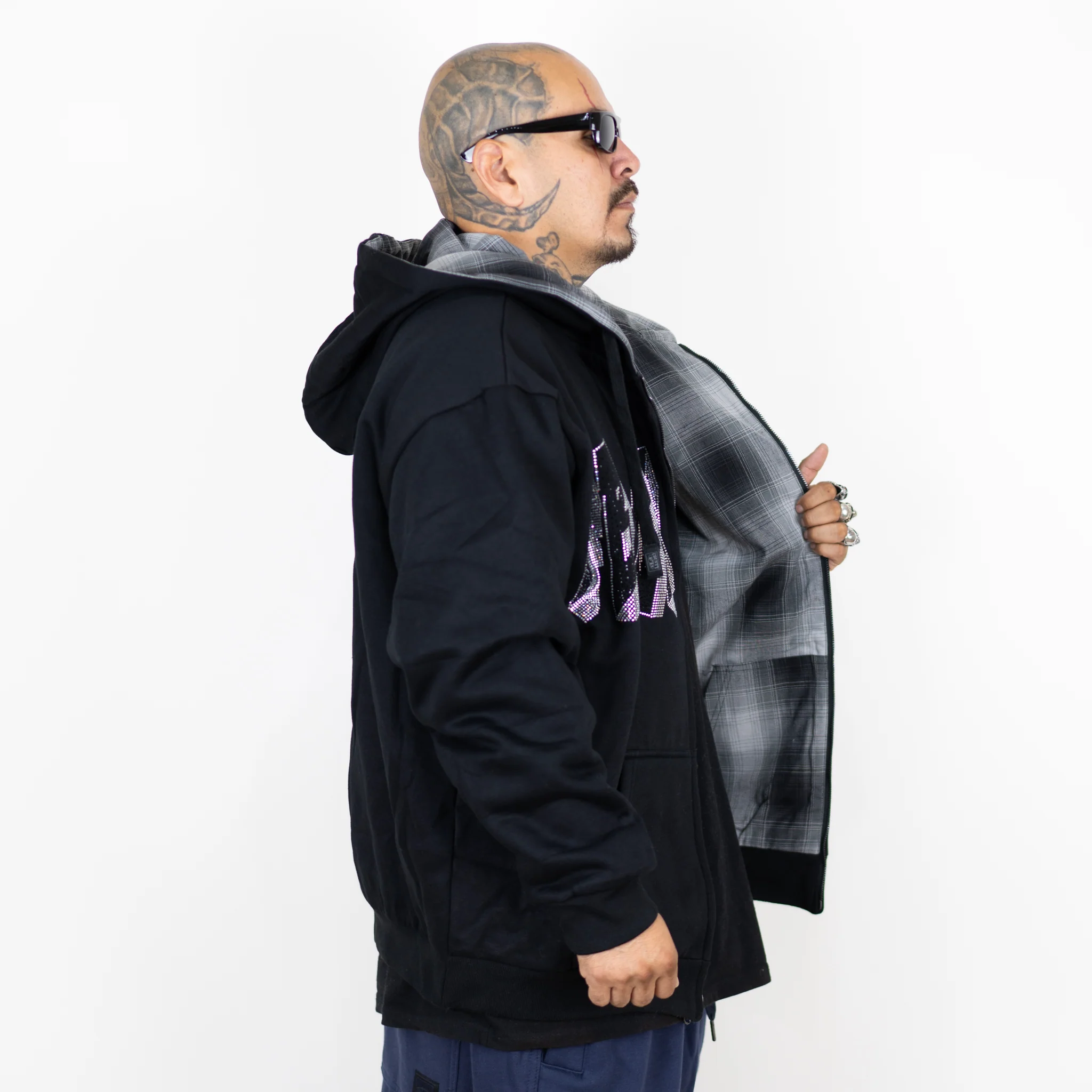 FB County Reversible Rhinestone Flannel Hoodie - Image 3