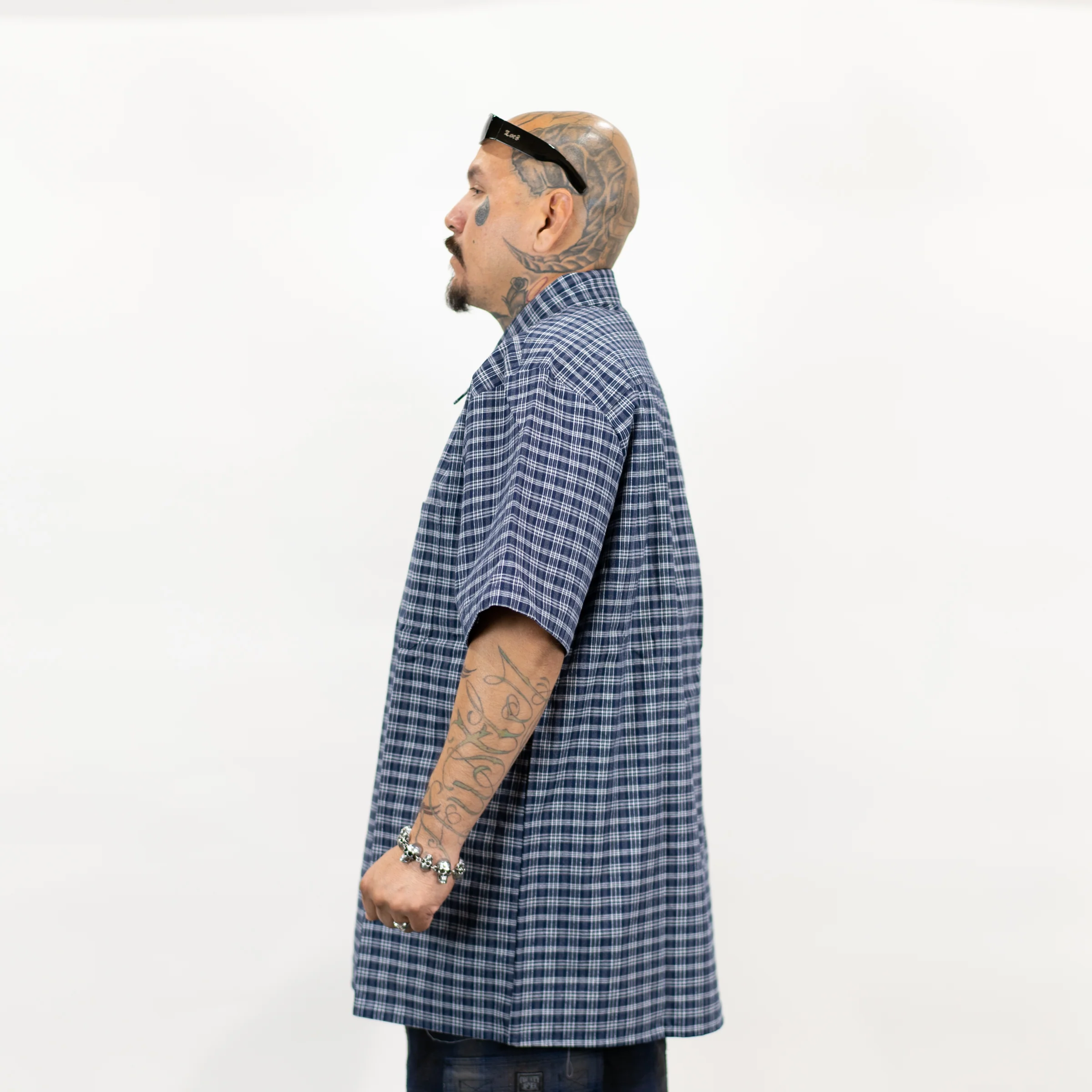 FB County Vintage Long Collar Short Sleeve Checker Shirt - Image 11
