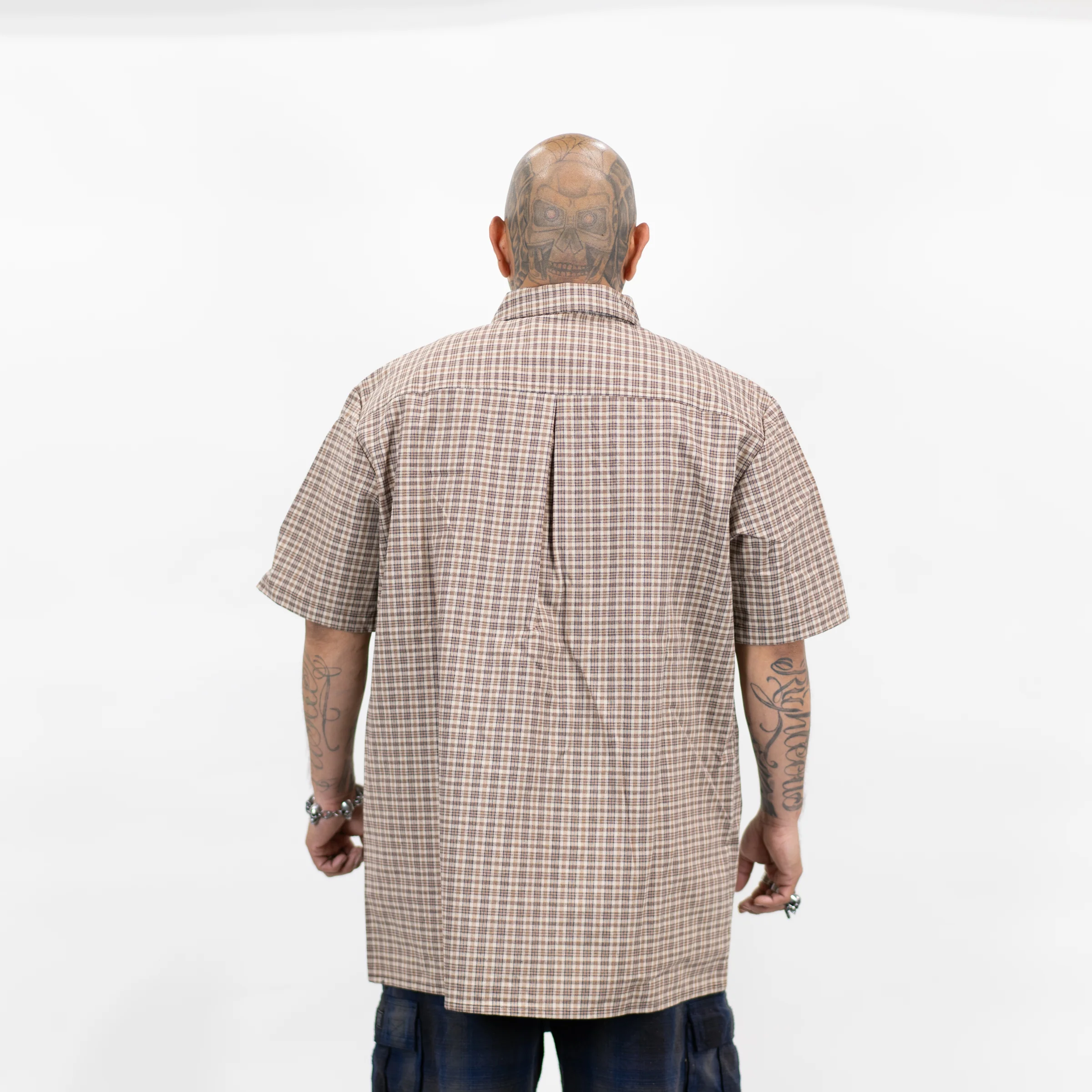 FB County Vintage Long Collar Short Sleeve Checker Shirt - Image 12
