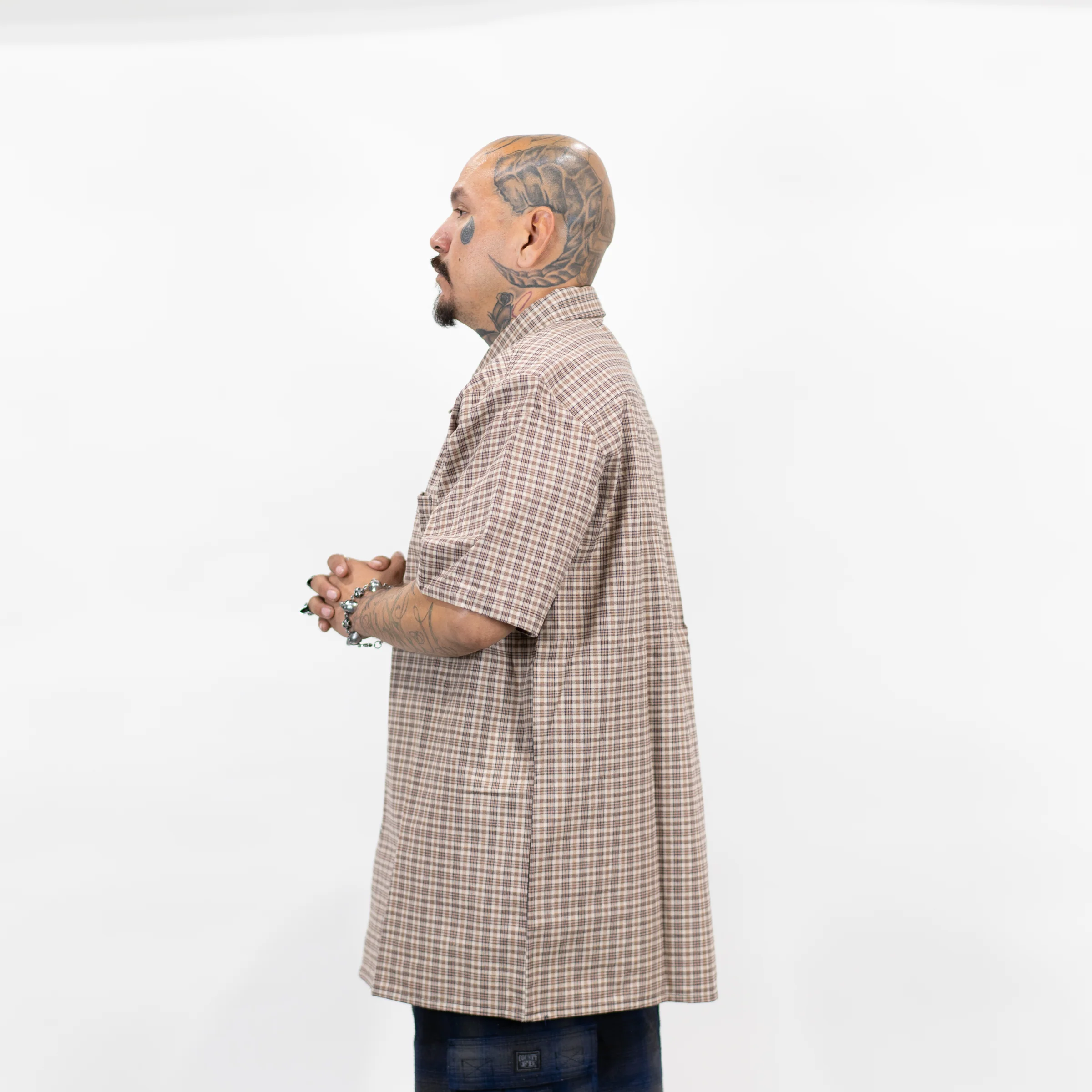 FB County Vintage Long Collar Short Sleeve Checker Shirt - Image 13