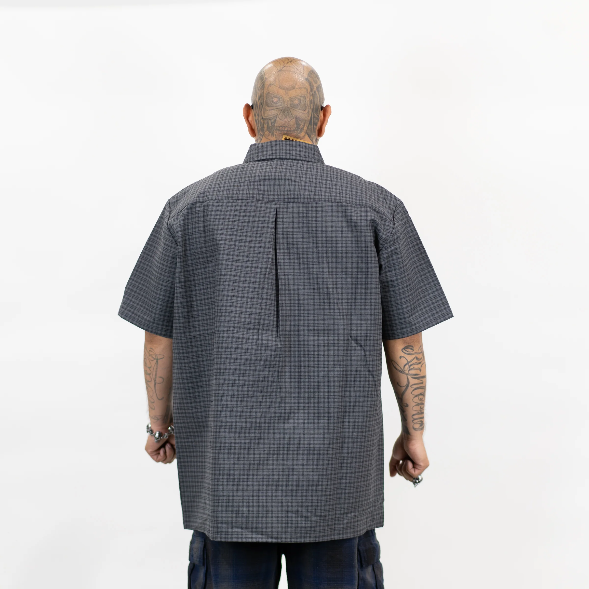 FB County Vintage Long Collar Short Sleeve Checker Shirt - Image 7