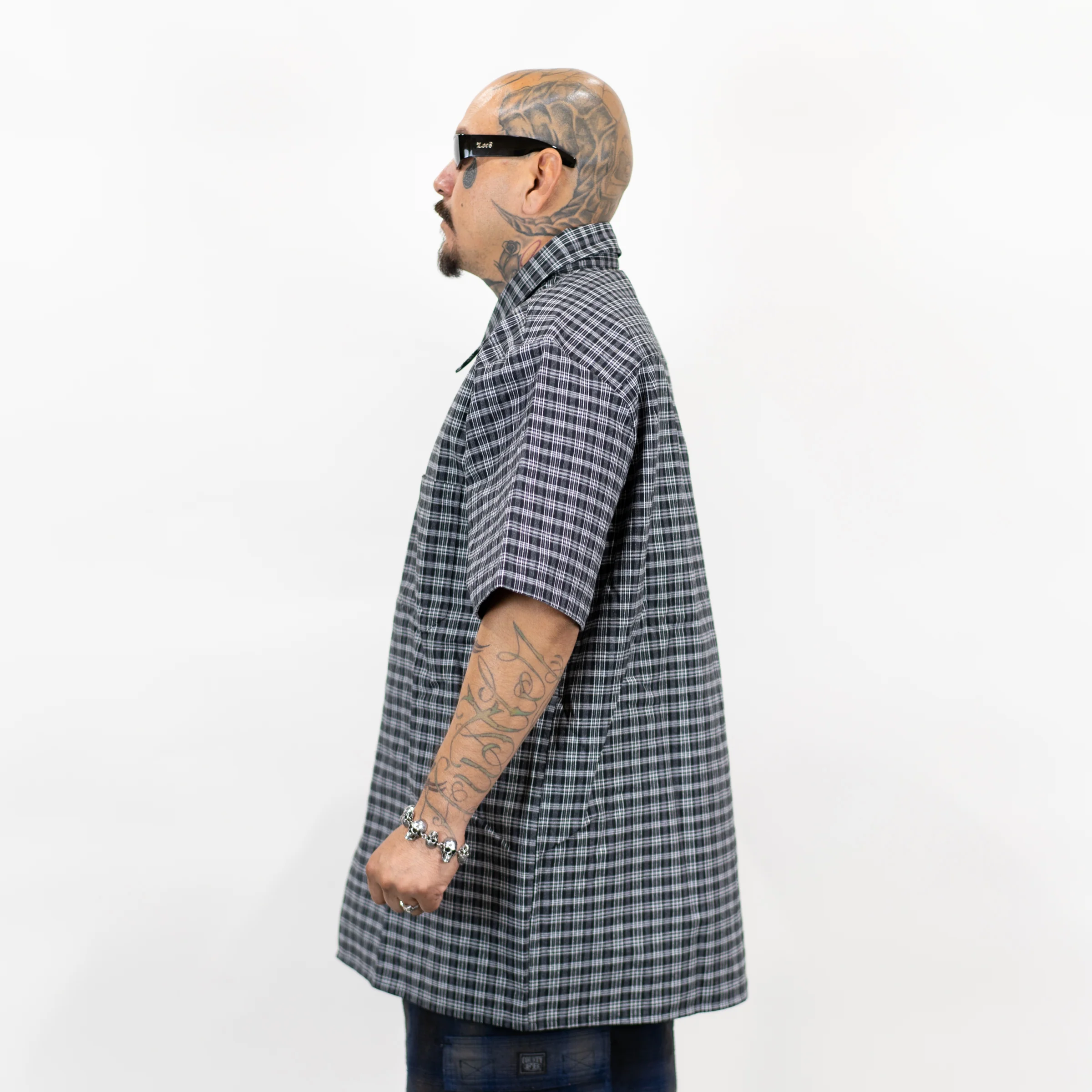 FB County Vintage Long Collar Short Sleeve Checker Shirt - Image 8
