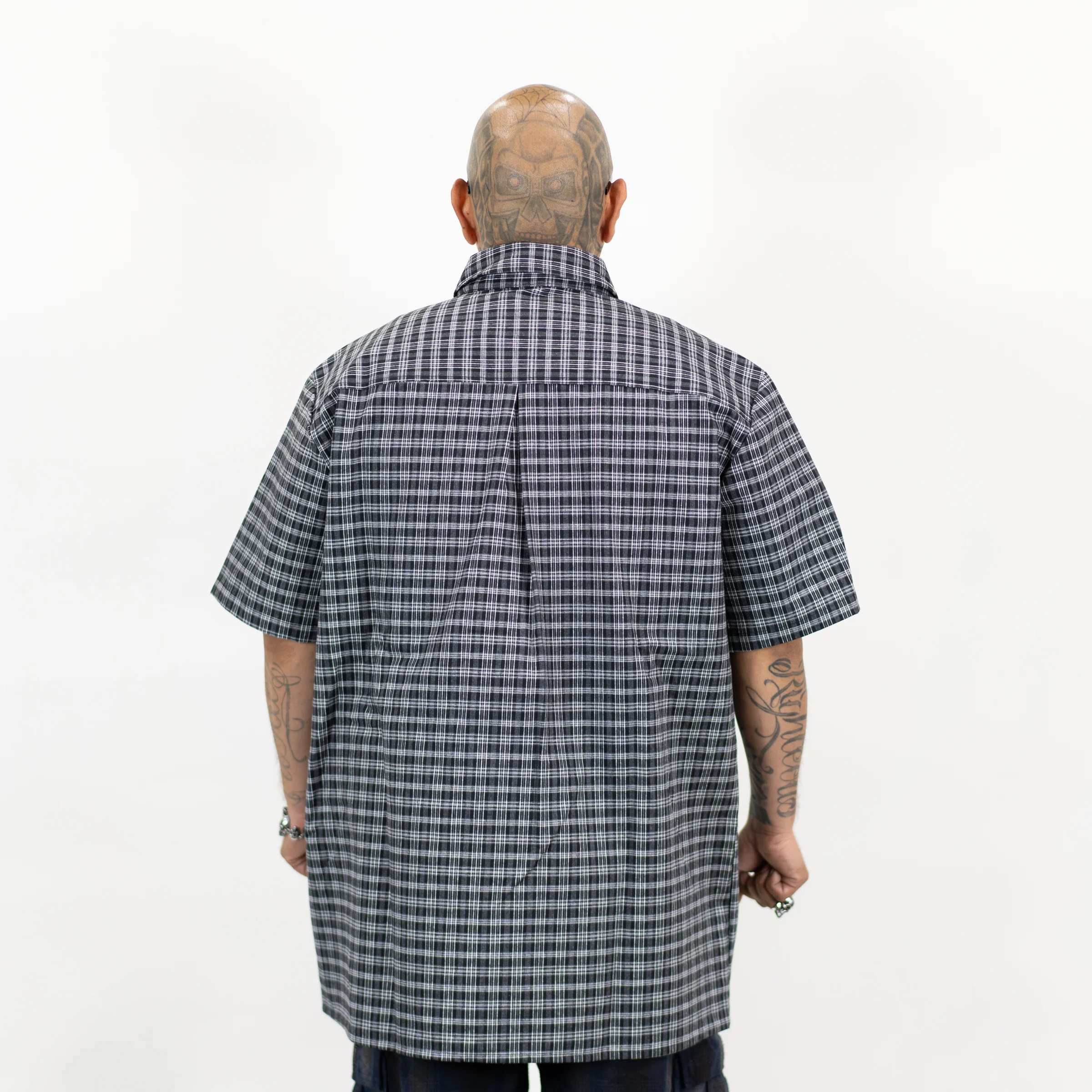 FB County Vintage Long Collar Short Sleeve Checker Shirt - Image 9